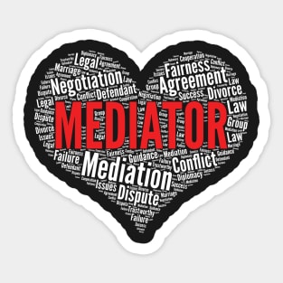 Mediator Heart Shape Word Cloud Design print Sticker